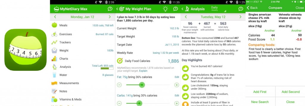 Приложение для подсчета калорий Calorie Counter PRO MyNetDiary