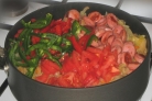 Тушеные овощи с сосиской