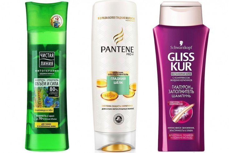 «Объем и сила» от бренда Чистая линия», «Густые и крепкие» от Pantene Pro-V и шампунь Gliss Kur