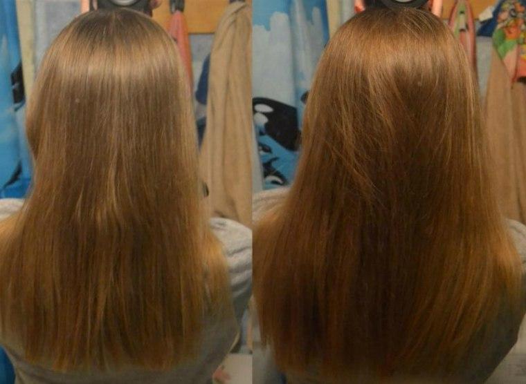 Волосы до и после применения репейного масла