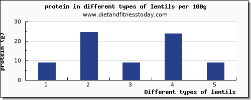 lentils protein per 100g