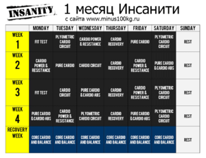 Календарь на первый месяц тренировок 